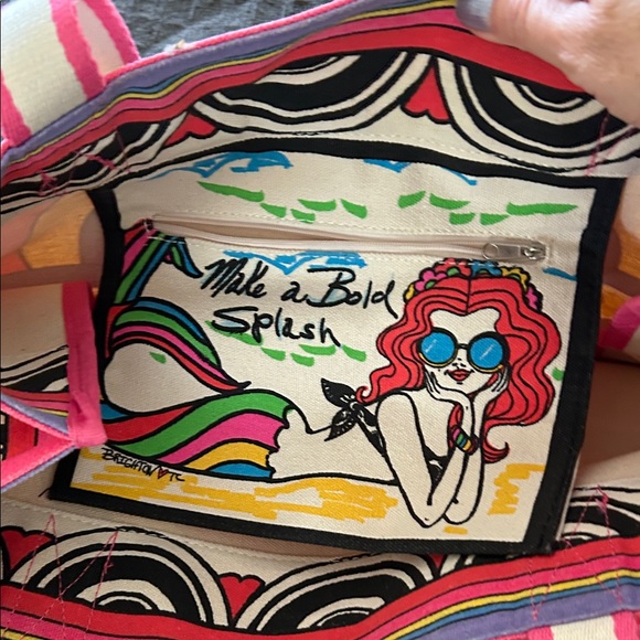 Brighton Pink and Blue Circular Pattern Tote Rainbow bright tote - Picture 5 of 7